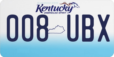 KY license plate 008UBX