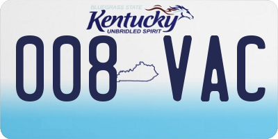 KY license plate 008VAC