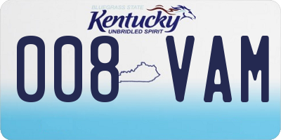 KY license plate 008VAM