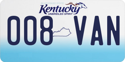 KY license plate 008VAN