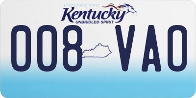 KY license plate 008VAO