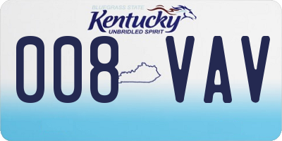 KY license plate 008VAV