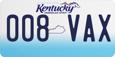KY license plate 008VAX