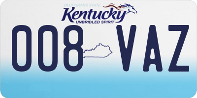 KY license plate 008VAZ