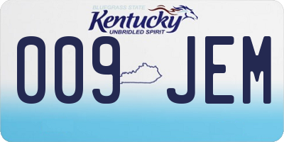 KY license plate 009JEM