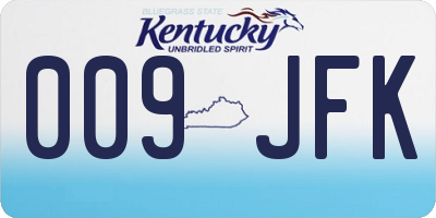 KY license plate 009JFK