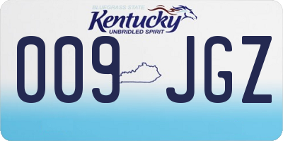 KY license plate 009JGZ