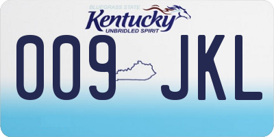 KY license plate 009JKL
