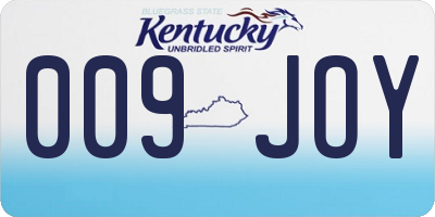 KY license plate 009JOY