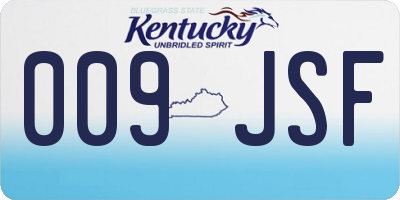 KY license plate 009JSF