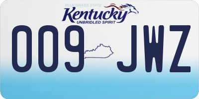 KY license plate 009JWZ