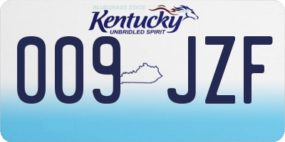 KY license plate 009JZF