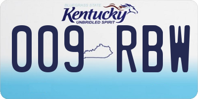 KY license plate 009RBW