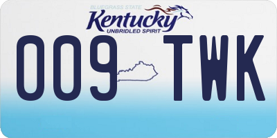KY license plate 009TWK