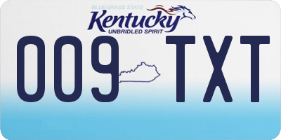 KY license plate 009TXT