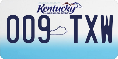 KY license plate 009TXW