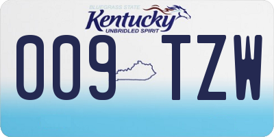 KY license plate 009TZW