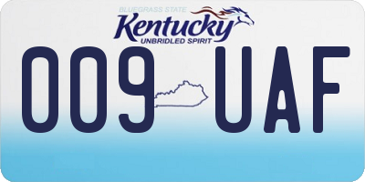 KY license plate 009UAF