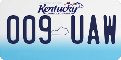 KY license plate 009UAW