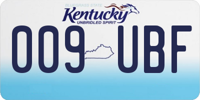 KY license plate 009UBF