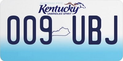 KY license plate 009UBJ