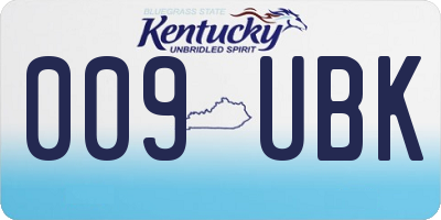 KY license plate 009UBK