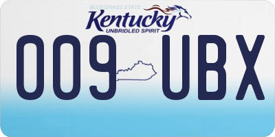 KY license plate 009UBX