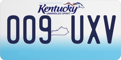 KY license plate 009UXV