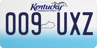 KY license plate 009UXZ
