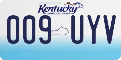 KY license plate 009UYV