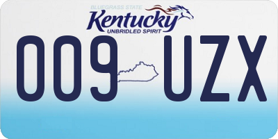 KY license plate 009UZX