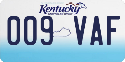 KY license plate 009VAF