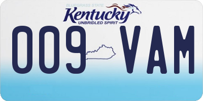 KY license plate 009VAM