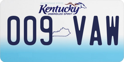 KY license plate 009VAW