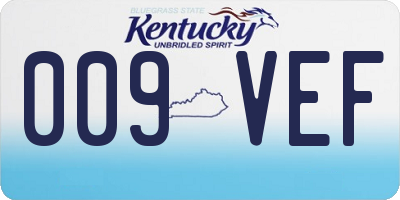 KY license plate 009VEF