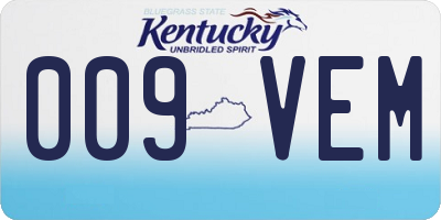 KY license plate 009VEM