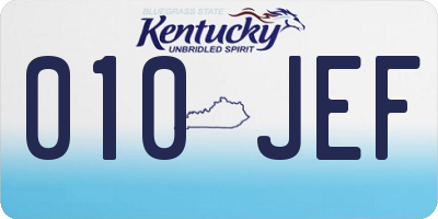 KY license plate 010JEF