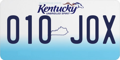 KY license plate 010JOX