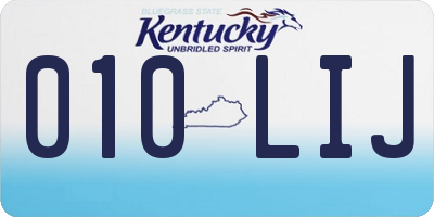 KY license plate 010LIJ