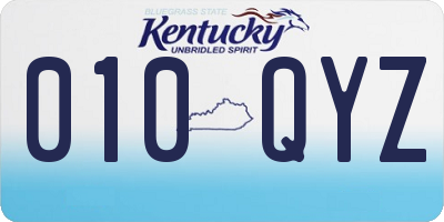 KY license plate 010QYZ