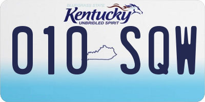 KY license plate 010SQW