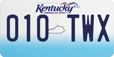 KY license plate 010TWX