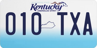 KY license plate 010TXA