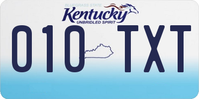 KY license plate 010TXT