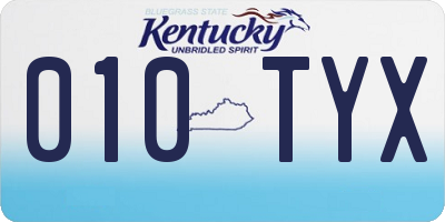 KY license plate 010TYX