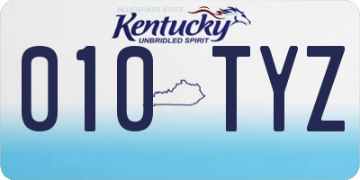 KY license plate 010TYZ