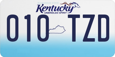 KY license plate 010TZD