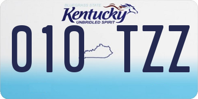 KY license plate 010TZZ