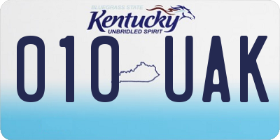 KY license plate 010UAK