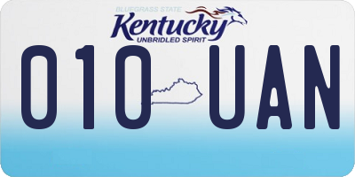KY license plate 010UAN